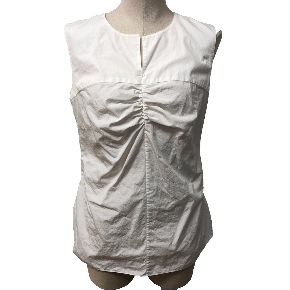Marni Blouse Top Womens Medium Ruched‎ Sleeveless White Casual Professional